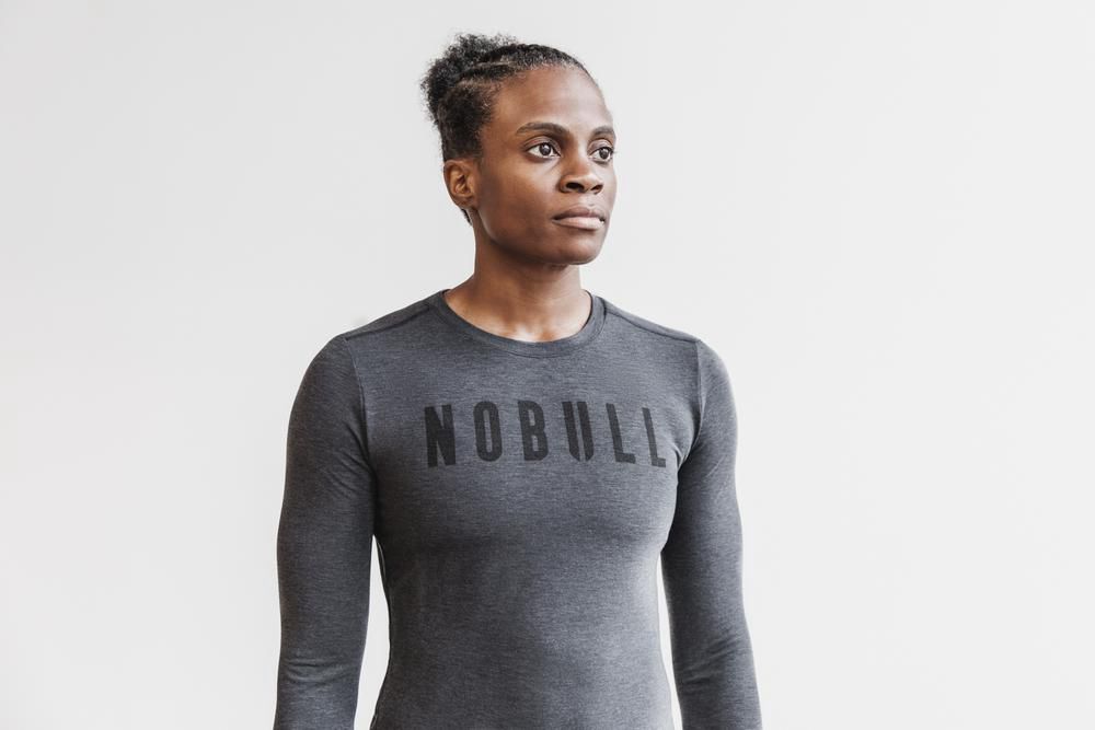 NOBULL Women's Long Sleeve Tee - Charcoal - Ireland (0935KLFAQ)